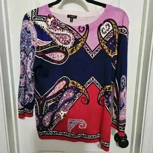 TALBOTS Paisley Multi-Color Sweater